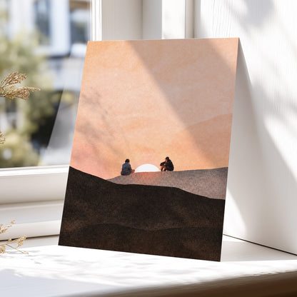 At the Edge of Sunset, orange, pink, black nature wall art displayed in a styled interior, gallery view 5
