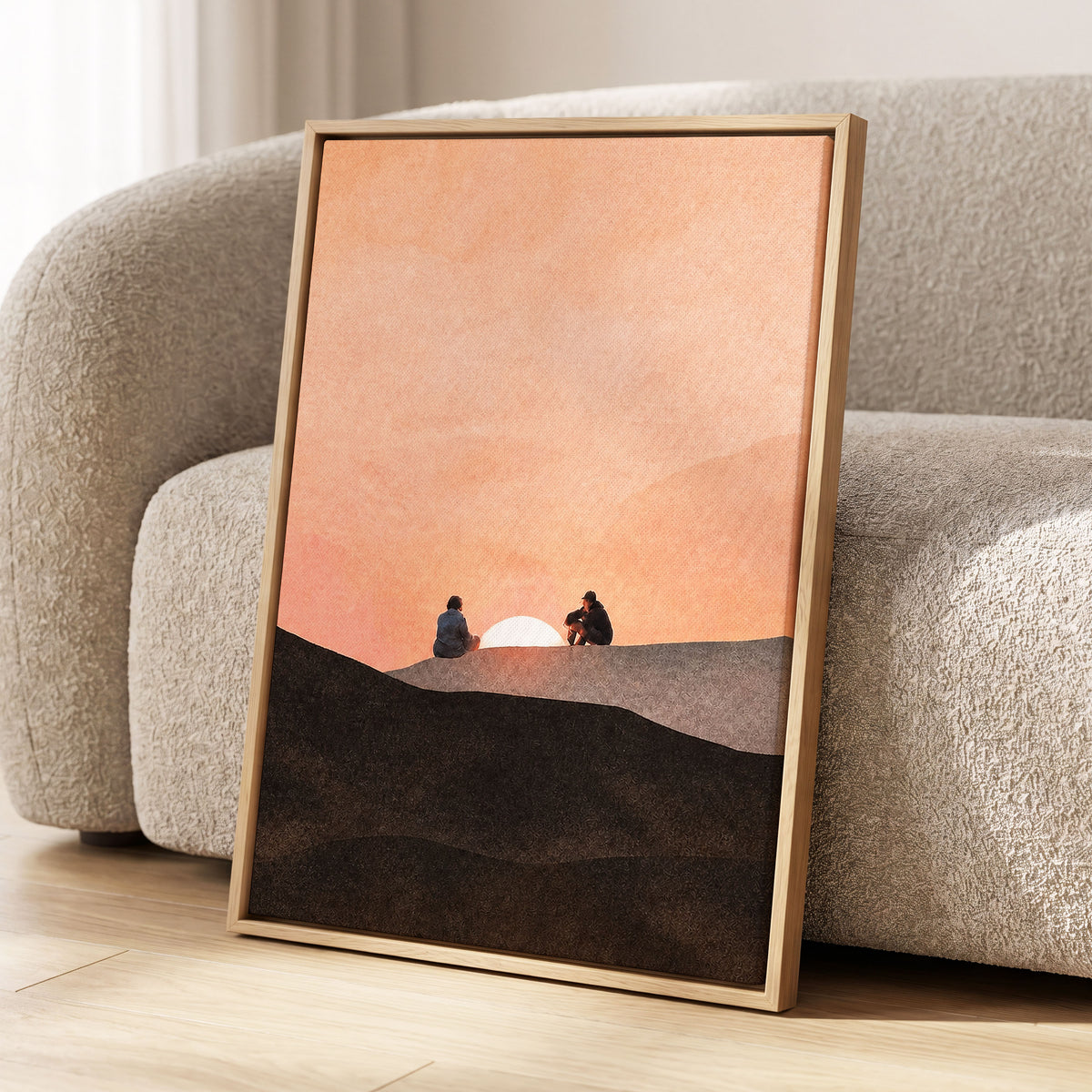 At the Edge of Sunset, orange, pink, black nature wall art displayed in a styled interior, gallery view 8