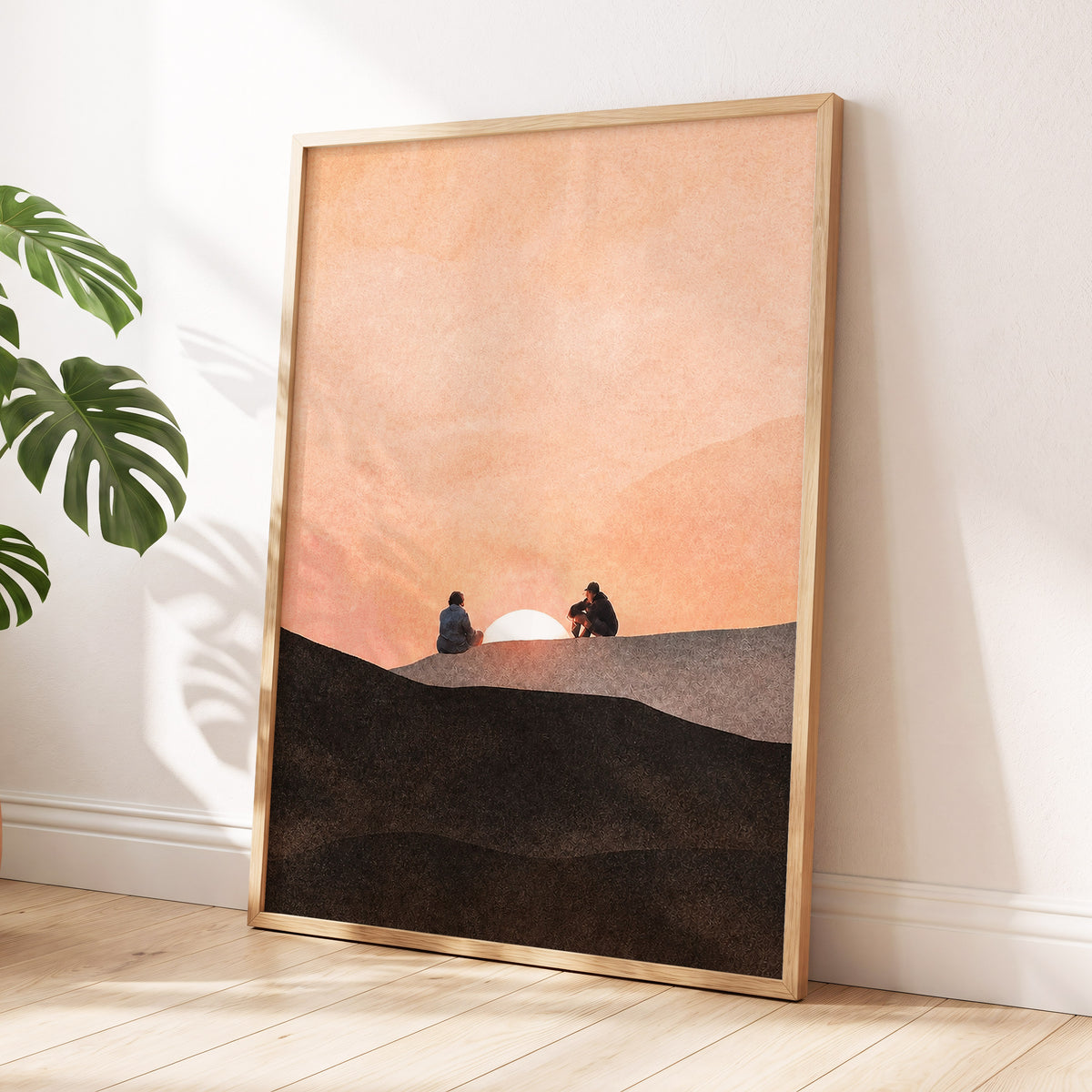 At the Edge of Sunset, orange, pink, black nature wall art displayed in a styled interior, gallery view 9