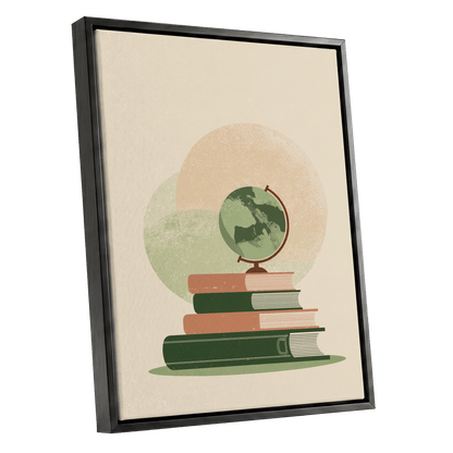 Atlas After Hours, green, beige, brown minimalist wall art shown as a black framed canvas wall art