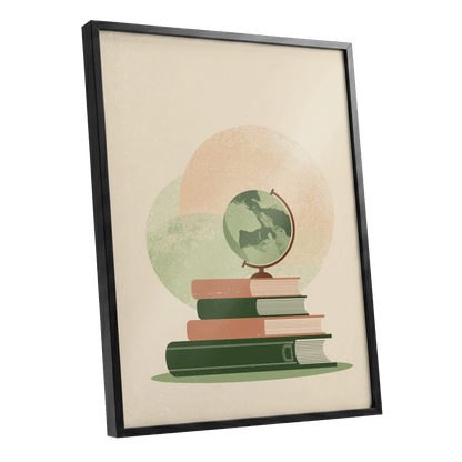 Atlas After Hours, green, beige, brown minimalist wall art shown as a black framed poster wall art print