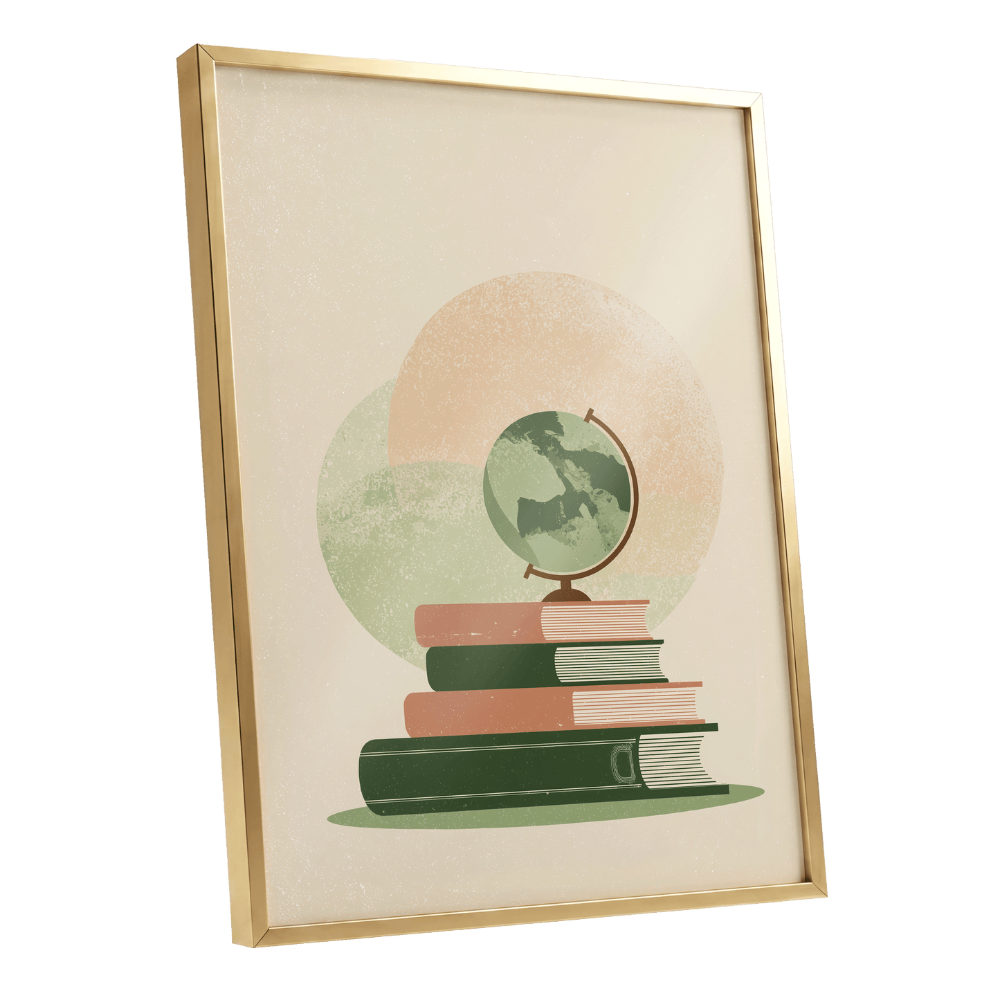 Atlas After Hours, green, beige, brown minimalist wall art shown as a gold framed poster wall art print