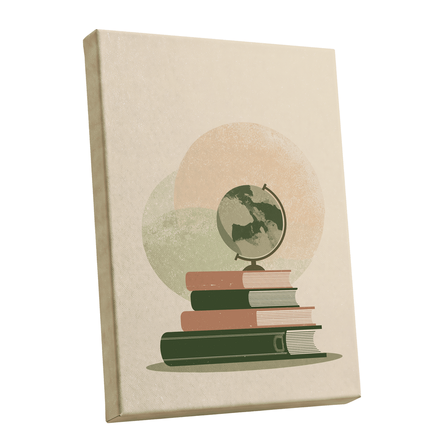 Atlas After Hours, green, beige, brown minimalist wall art shown as a stretched canvas wall art