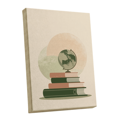 Atlas After Hours, green, beige, brown minimalist wall art shown as a stretched canvas wall art