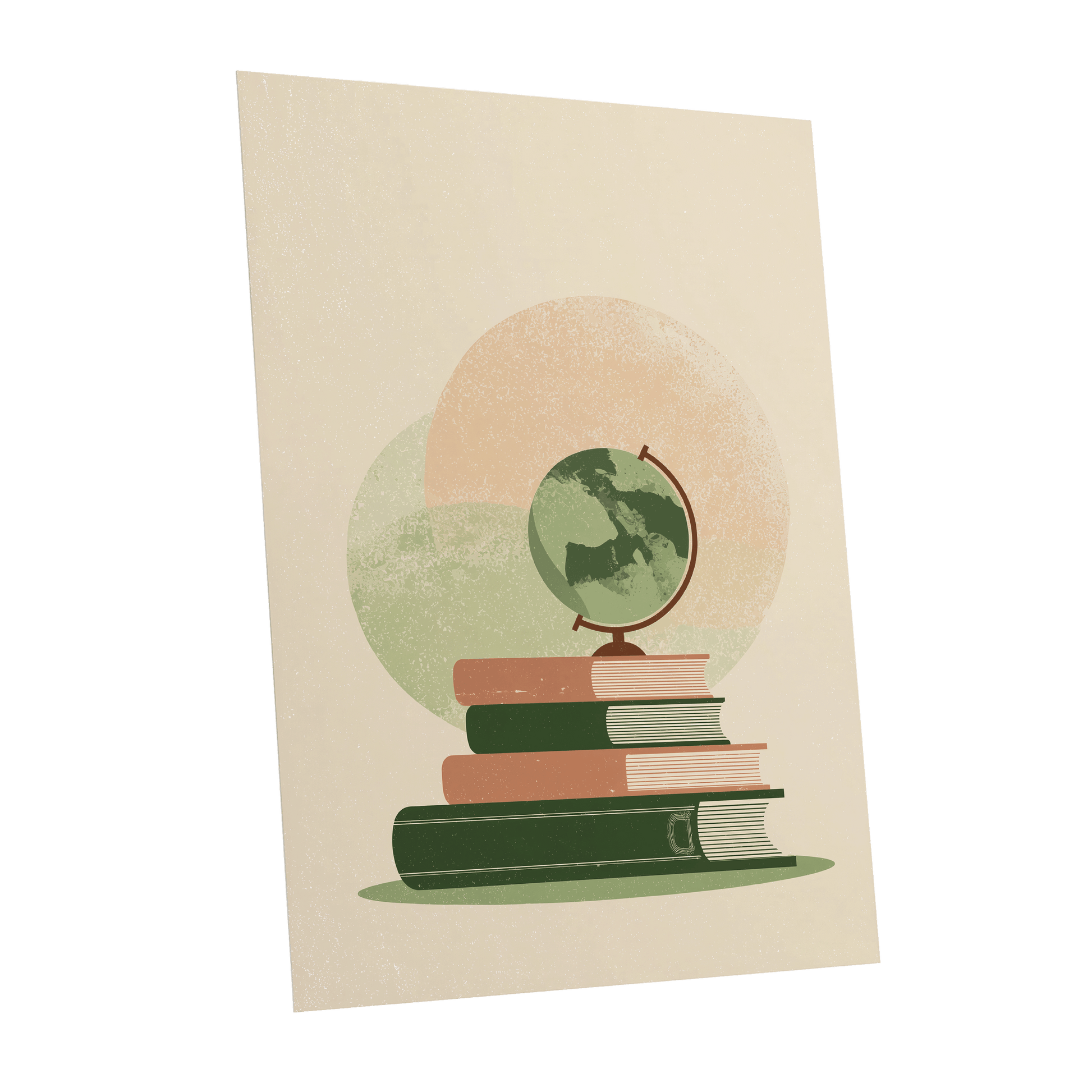 Atlas After Hours, green, beige, brown minimalist wall art shown as a unframed poster wall art print