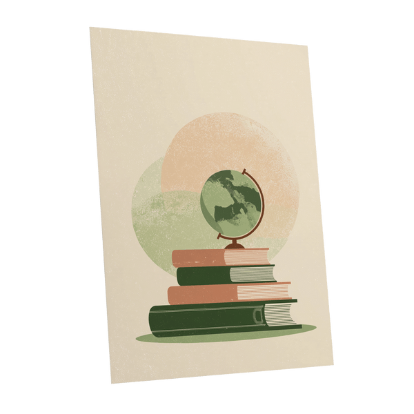 Atlas After Hours, green, beige, brown minimalist wall art shown as a unframed poster wall art print