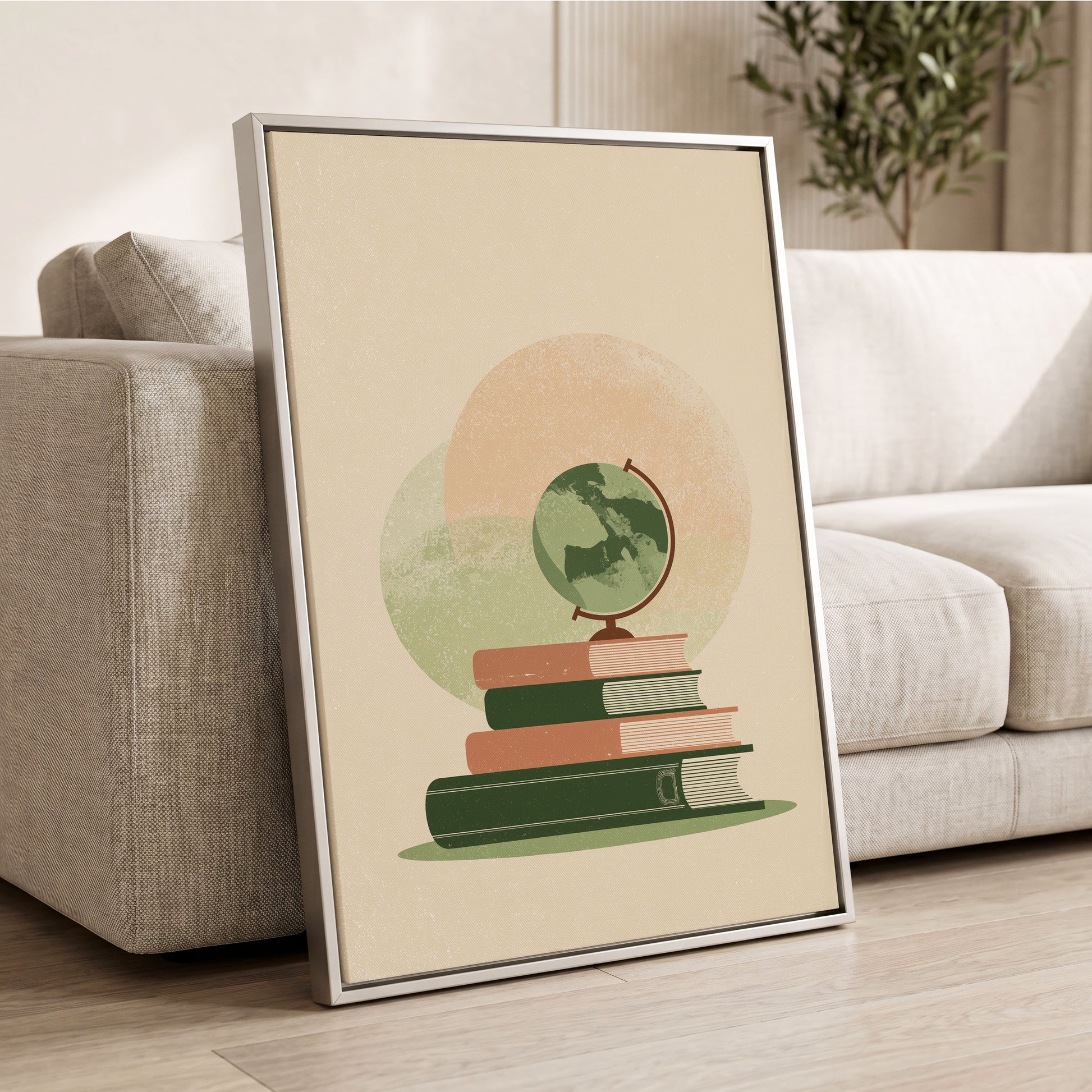 Atlas After Hours, green, beige, brown minimalist wall art displayed in a styled interior, gallery view 2
