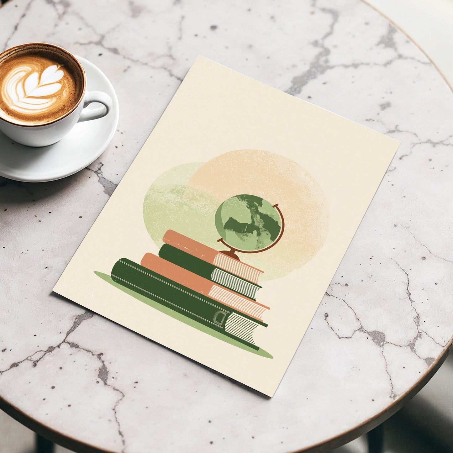 Atlas After Hours, green, beige, brown minimalist wall art displayed in a styled interior, gallery view 3