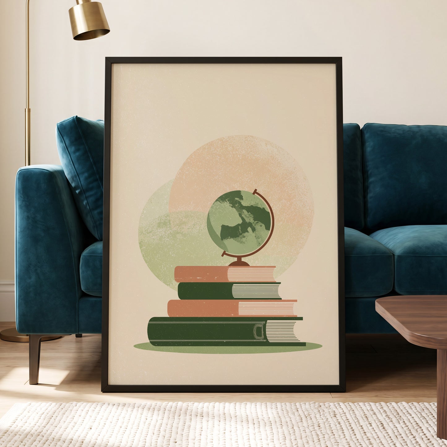 Atlas After Hours, green, beige, brown minimalist wall art displayed in a styled interior, gallery view 6