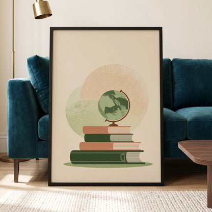Atlas After Hours, green, beige, brown minimalist wall art displayed in a styled interior, gallery view 6