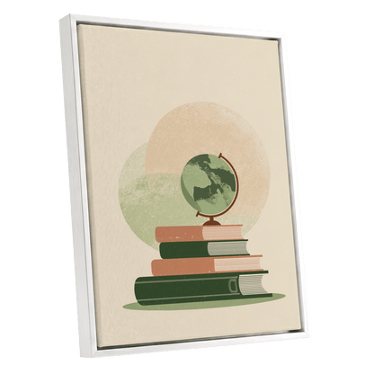 Atlas After Hours, green, beige, brown minimalist wall art shown as a white framed canvas wall art