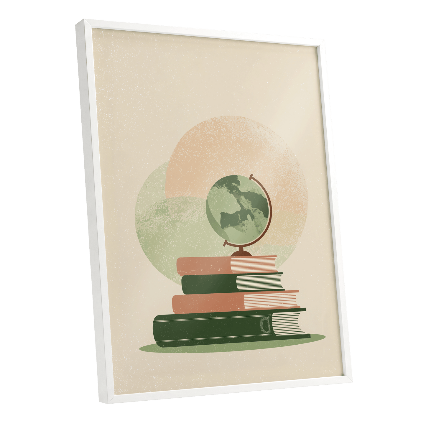 Atlas After Hours, green, beige, brown minimalist wall art shown as a white framed poster wall art print