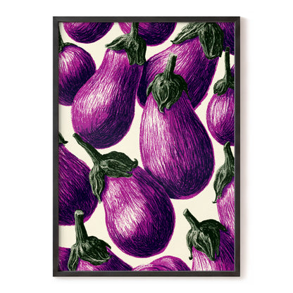 Aubergine Parade, purple, green, beige nature wall art, front artwork view