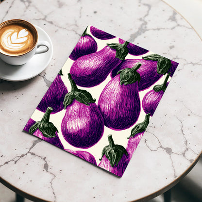 Aubergine Parade, purple, green, beige nature wall art displayed in a styled interior, gallery view 3