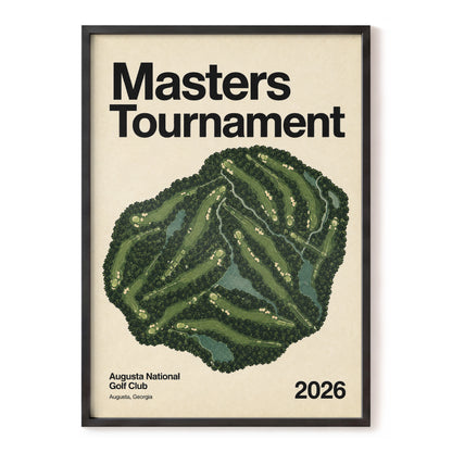 Augusta Tournament Map, green, beige, black nature wall art, front artwork view