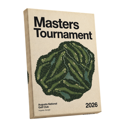 Augusta Tournament Map, green, beige, black nature wall art shown as a stretched canvas wall art