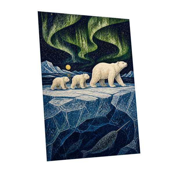 Aurora Icebound, blue, green, white nature wall art shown as a unframed poster wall art print