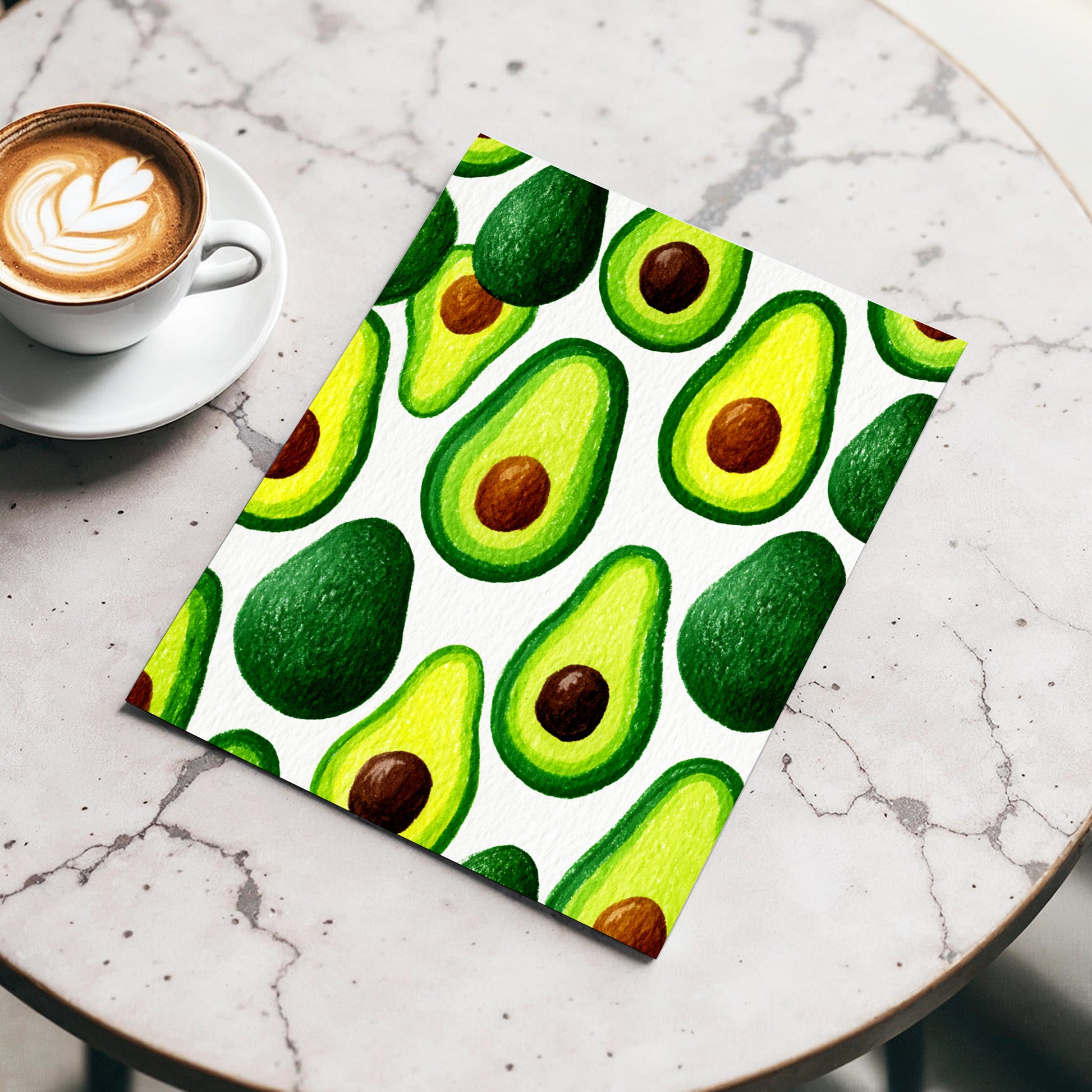 Avocado Parade, green, yellow, brown nature wall art displayed in a styled interior, gallery view 3
