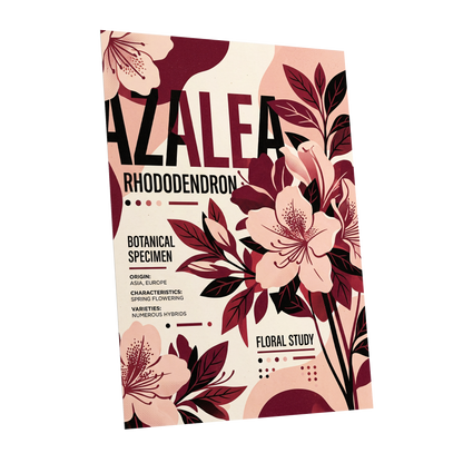 Azalea Archive, pink, red, beige floral wall art shown as a unframed poster wall art print
