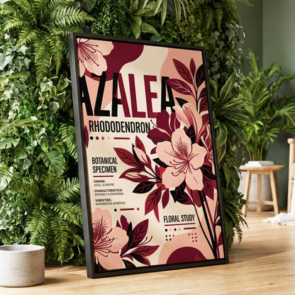 Azalea Archive, pink, red, beige floral wall art displayed in a styled interior, gallery view 1