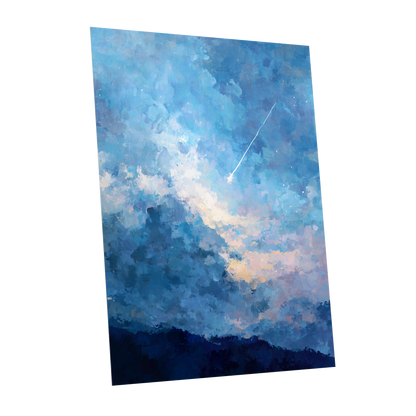 Azure Afterglow, blue, white, beige abstract wall art shown as a unframed poster wall art print