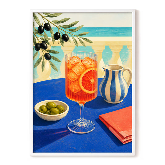 Azure Aperitivo, blue, orange, green abstract wall art, front artwork view