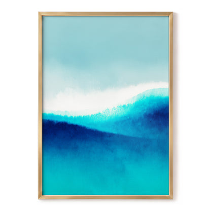 Azure Ascending, blue, white, gray abstract wall art, front artwork view