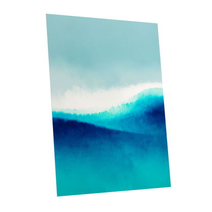 Azure Ascending, blue, white, gray abstract wall art shown as a unframed poster wall art print