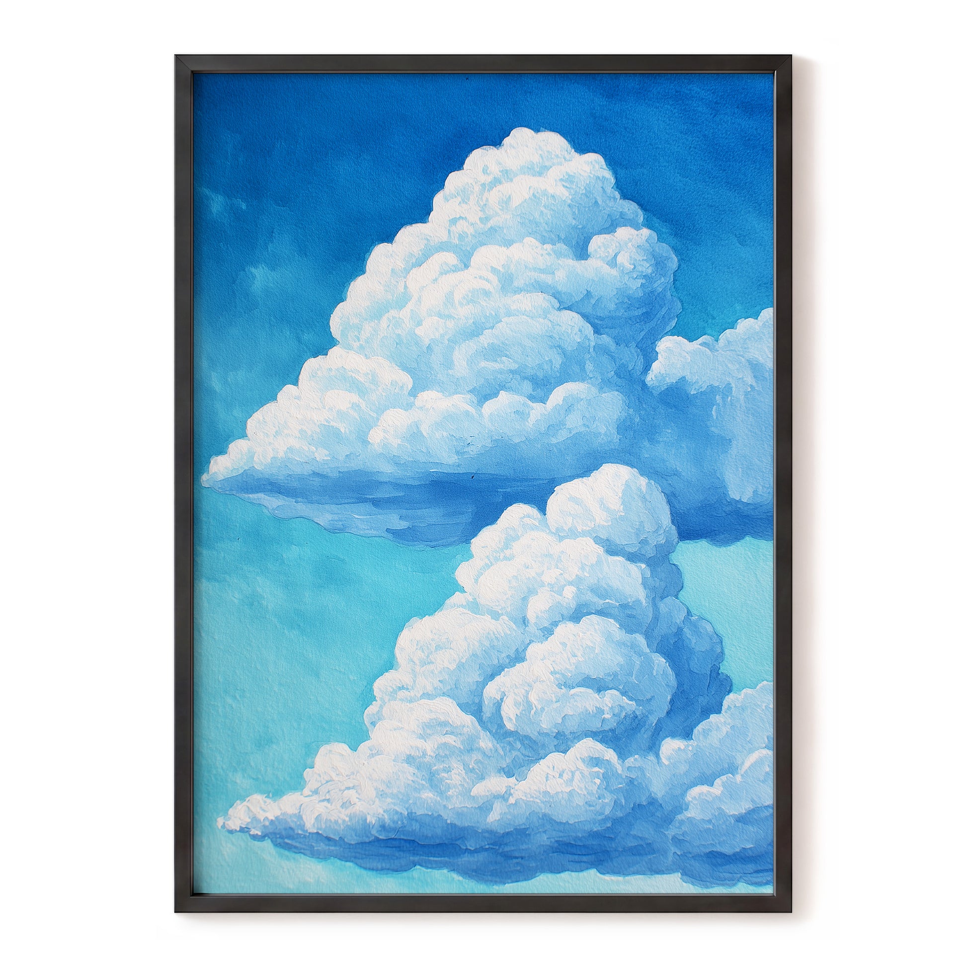 Azure Cloud Towers, blue, white, beige nature wall art, front artwork view