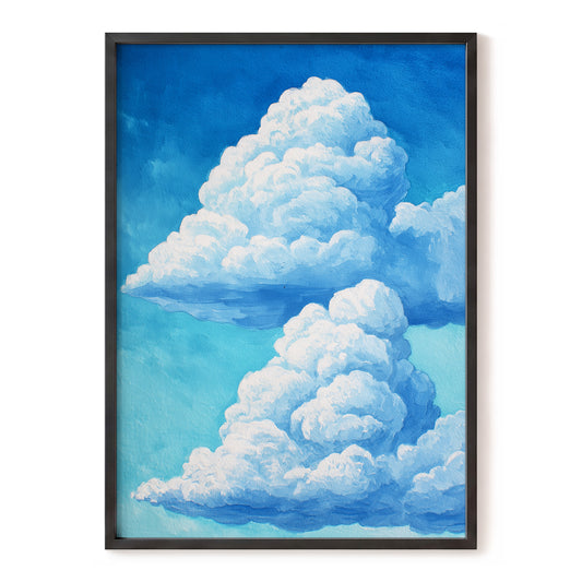 Azure Cloud Towers, blue, white, beige nature wall art, front artwork view