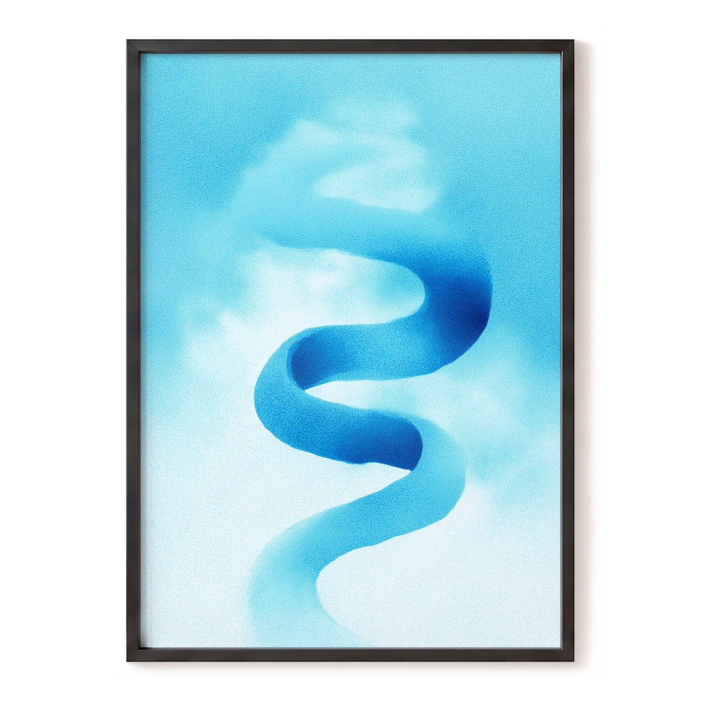 Azure Drift, blue, white, black abstract wall art, front artwork view