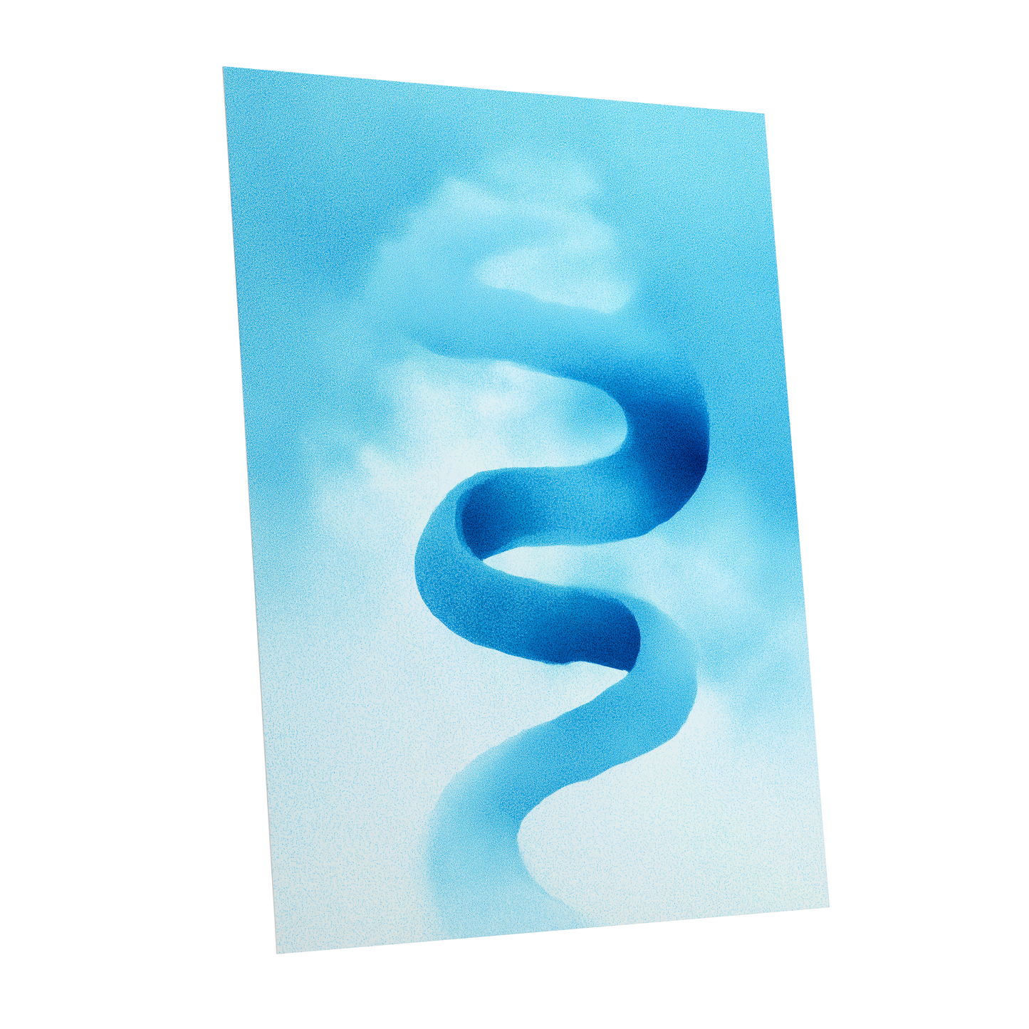 Azure Drift, blue, white, black abstract wall art shown as a unframed poster wall art print
