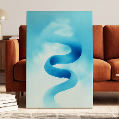 Azure Drift, blue, white, black abstract wall art displayed in a styled interior, gallery view 3
