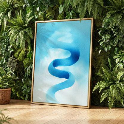 Azure Drift, blue, white, black abstract wall art displayed in a styled interior, gallery view 4