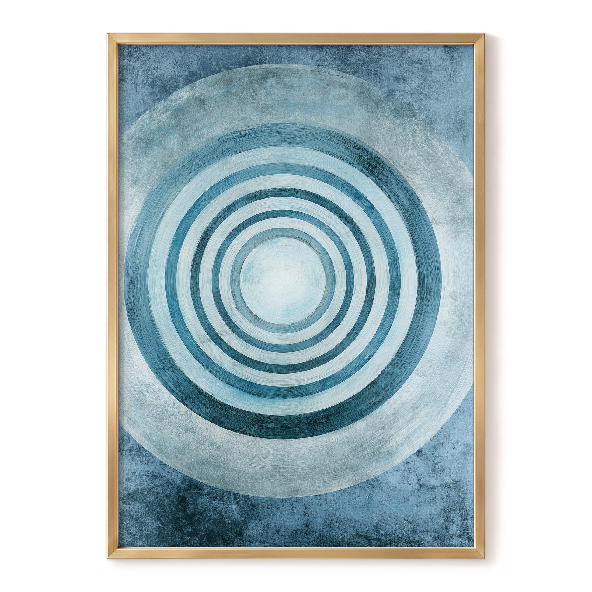 Azure Ringfield, blue, white, gray abstract wall art, front artwork view