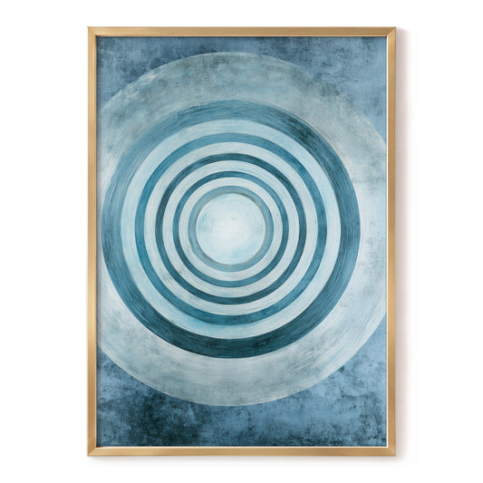 Azure Ringfield, blue, white, gray abstract wall art, front artwork view