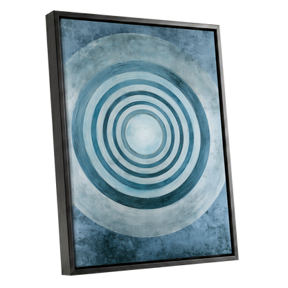 Azure Ringfield, blue, white, gray abstract wall art shown as a black framed canvas wall art