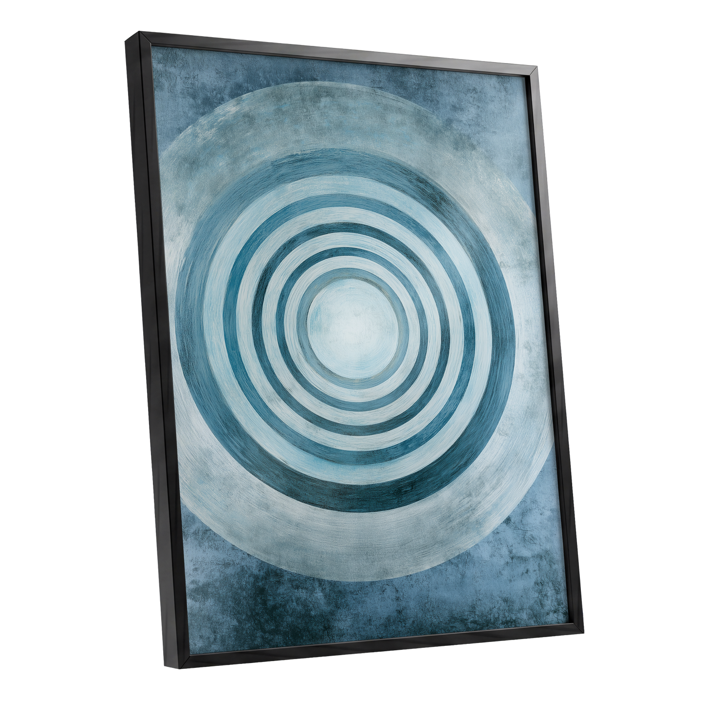 Azure Ringfield, blue, white, gray abstract wall art shown as a black framed poster wall art print