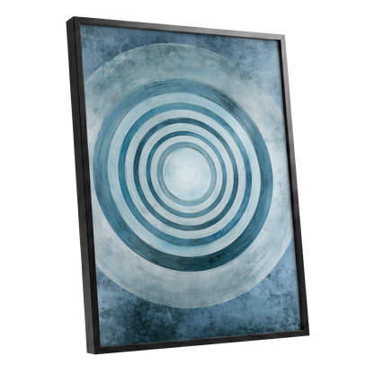 Azure Ringfield, blue, white, gray abstract wall art shown as a black framed poster wall art print
