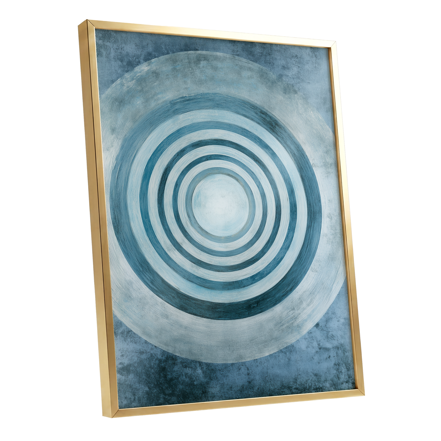 Azure Ringfield, blue, white, gray abstract wall art shown as a gold framed poster wall art print