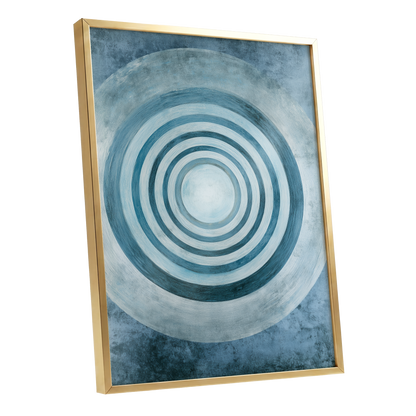 Azure Ringfield, blue, white, gray abstract wall art shown as a gold framed poster wall art print