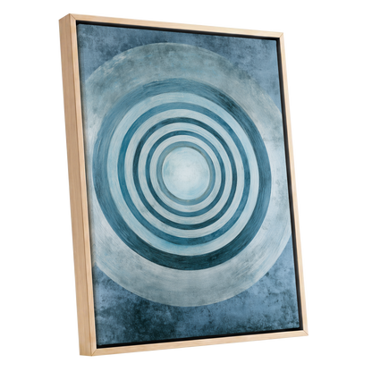Azure Ringfield, blue, white, gray abstract wall art shown as a oak framed canvas wall art