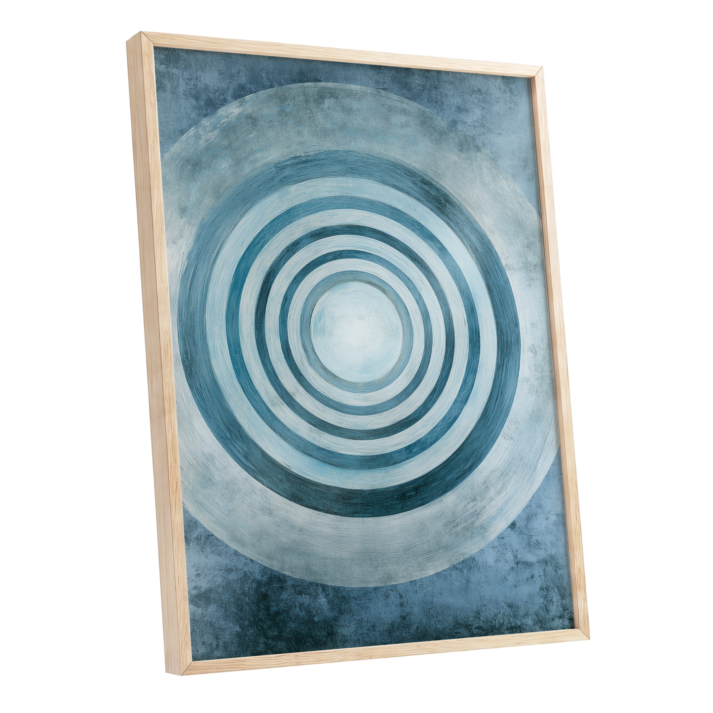 Azure Ringfield, blue, white, gray abstract wall art shown as a oak framed poster wall art print