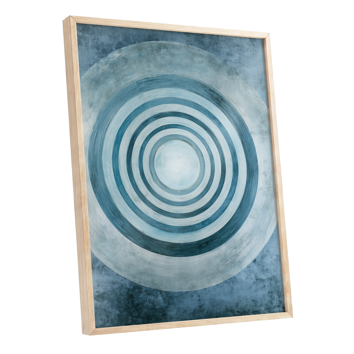 Azure Ringfield, blue, white, gray abstract wall art shown as a oak framed poster wall art print