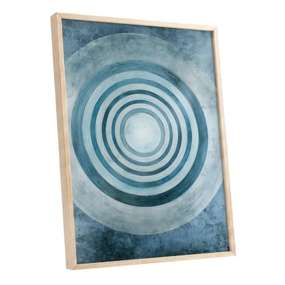 Azure Ringfield, blue, white, gray abstract wall art shown as a oak framed poster wall art print