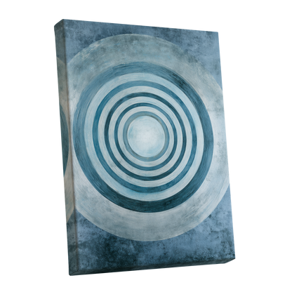 Azure Ringfield, blue, white, gray abstract wall art shown as a stretched canvas wall art