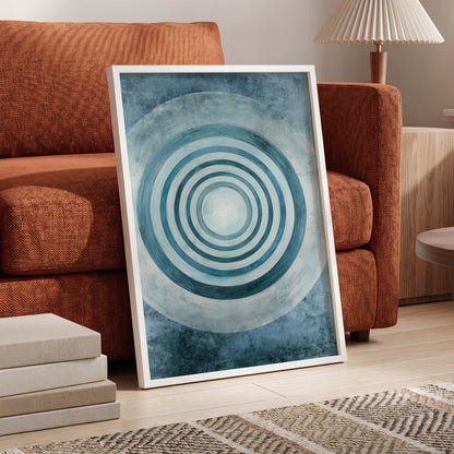 Azure Ringfield, blue, white, gray abstract wall art displayed in a styled interior, gallery view 2