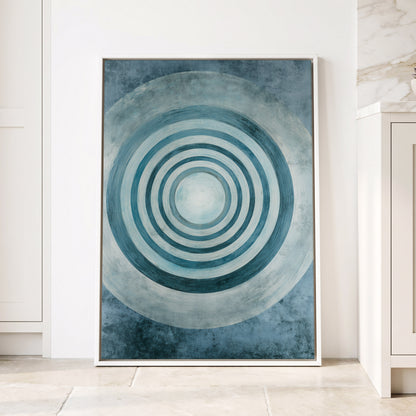 Azure Ringfield, blue, white, gray abstract wall art displayed in a styled interior, gallery view 4