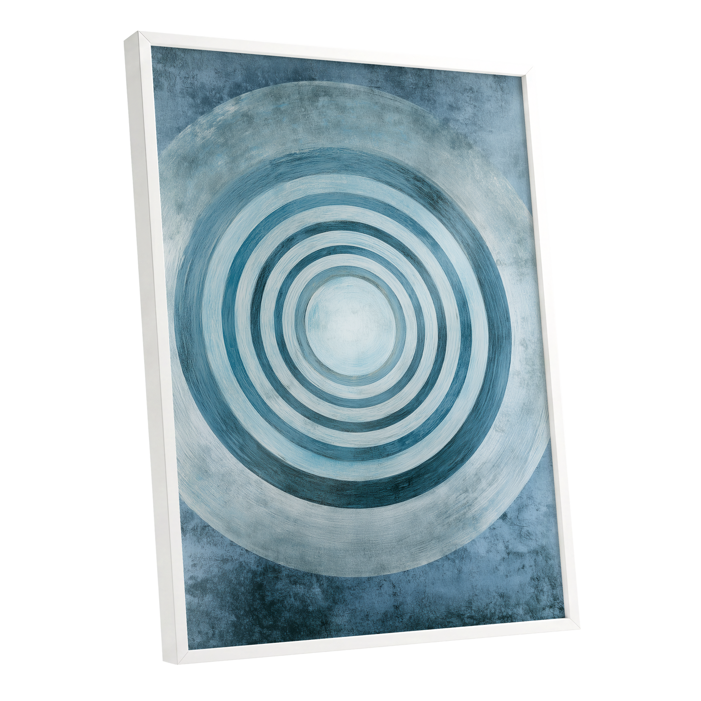 Azure Ringfield, blue, white, gray abstract wall art shown as a white framed poster wall art print