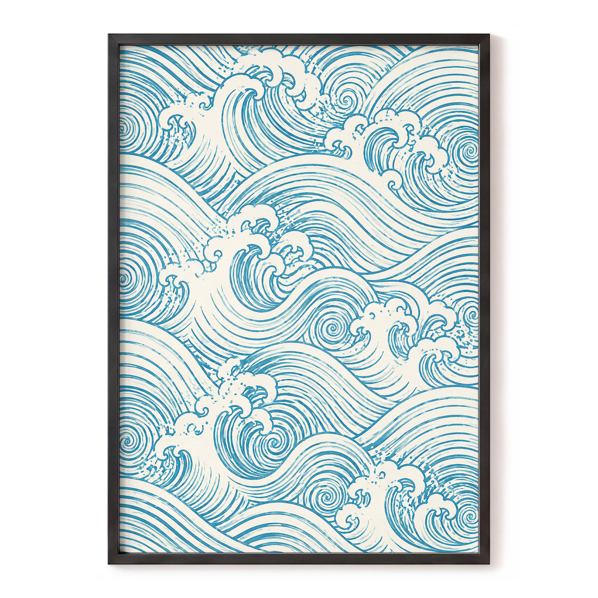 Azure Tide Rhythm, blue, beige, white nature wall art, front artwork view